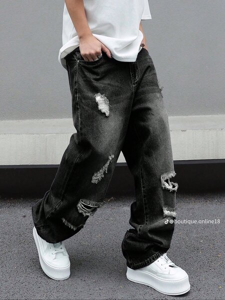 Jean large déchiré tendance