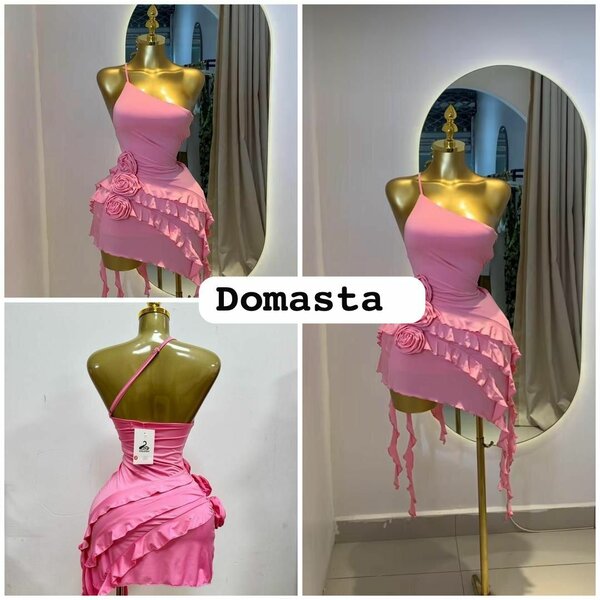 Robe Asymétrique Rose Glamour