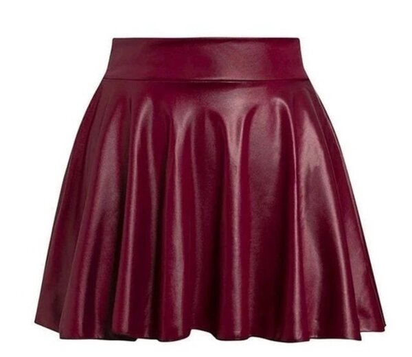 Spring Autumn Women Black Faux Leather Skirts High Waist Clu