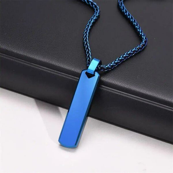 Collier pendentif rectangulaire acier inoxydable