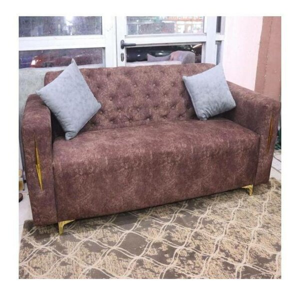 Canapé marron en tissu velours