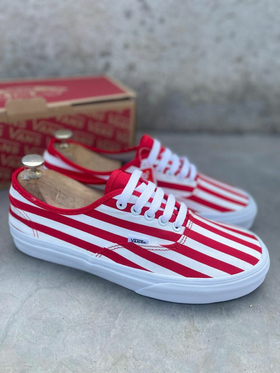 Vans Basket rayé rouge blanc