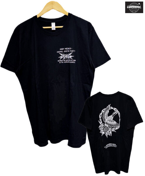 T-shirt noir avec motif d'aigle blanc