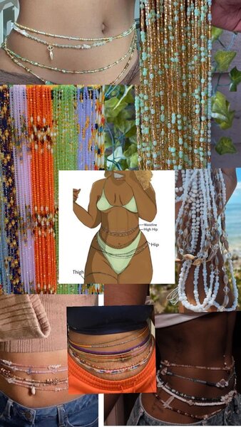 Waist beads, stomach beads, Anklets