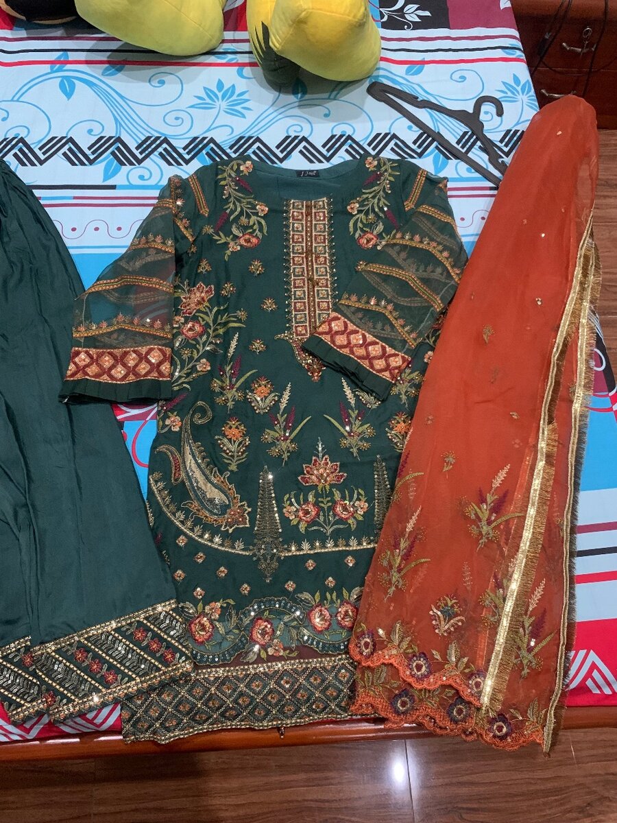 3 piece embroidered suit