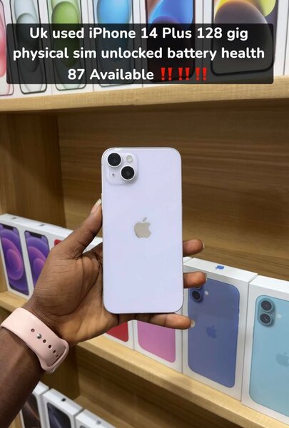 Uk used iPhone 14 Plus 128 gig physical sim unlocked battery