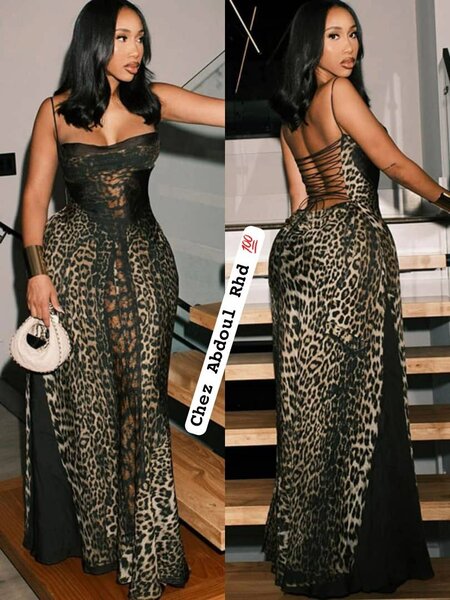 Robe élégante léopard femme