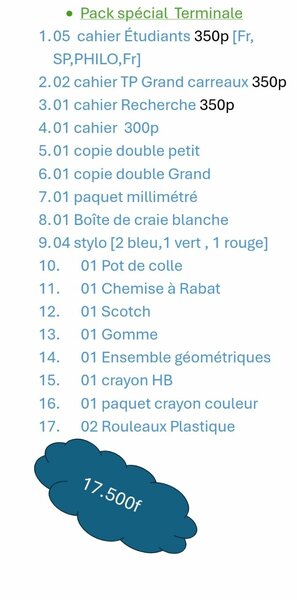 Pack spécial Terminale