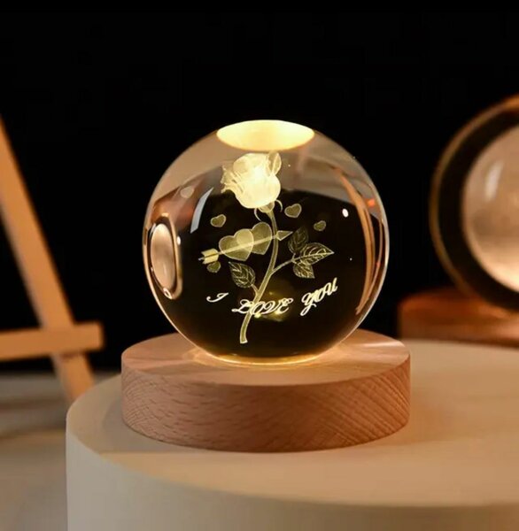 Beautiful night light crystal ball warm shine light for coup