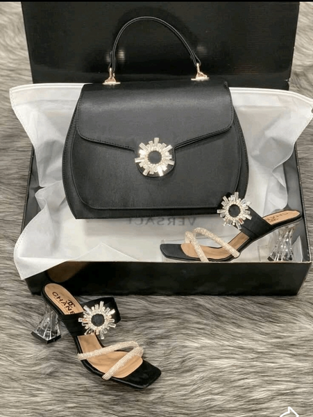 Ensemble sac et chaussures noir et or