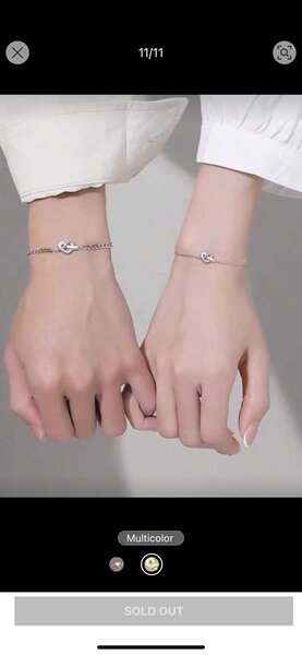 Bracelet de couple cœur argent