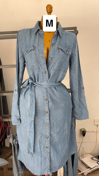 Chemise longue en denim pour femme