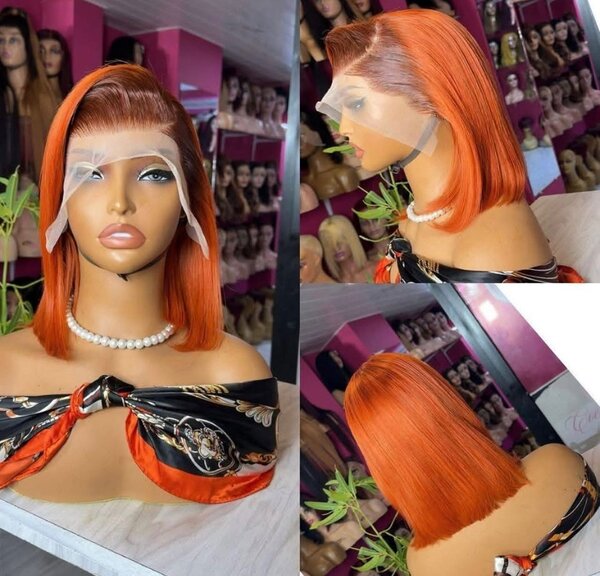 Perruque Lace Front Bob Orange