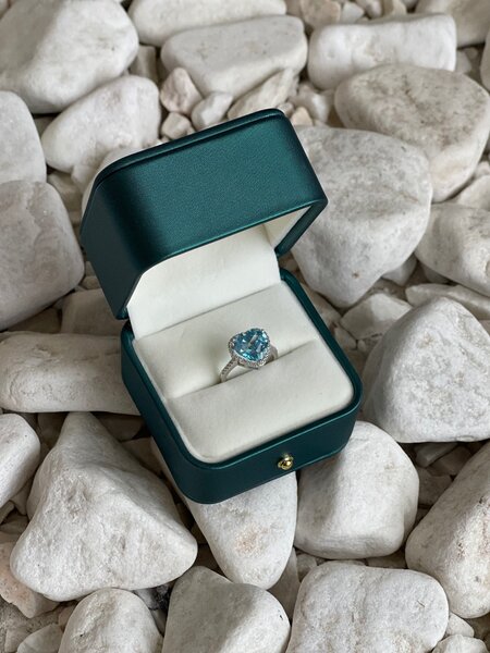 Кольцо с голубым топазом