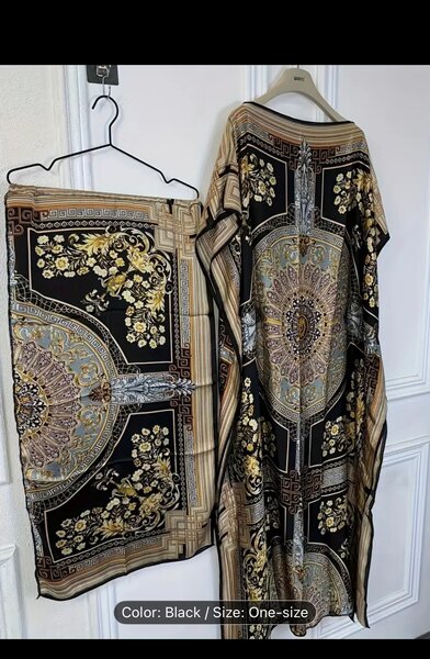 Black Floral Kimono Robe