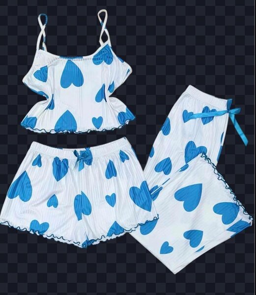 Ensemble de pyjama femme chic cœurs bleus