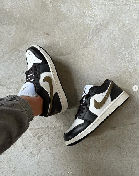 Кроссовки Air Jordan 1 low черный,белый,коричневый