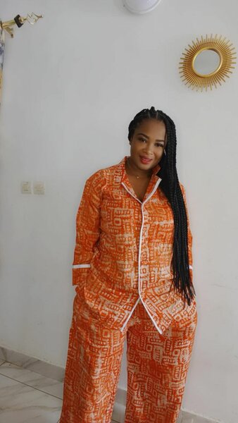 Pyjama femme en coton orange