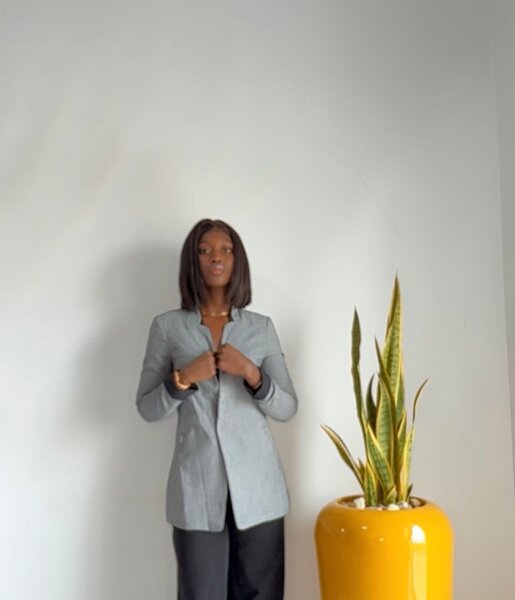 Veste de tailleur gris pour femme