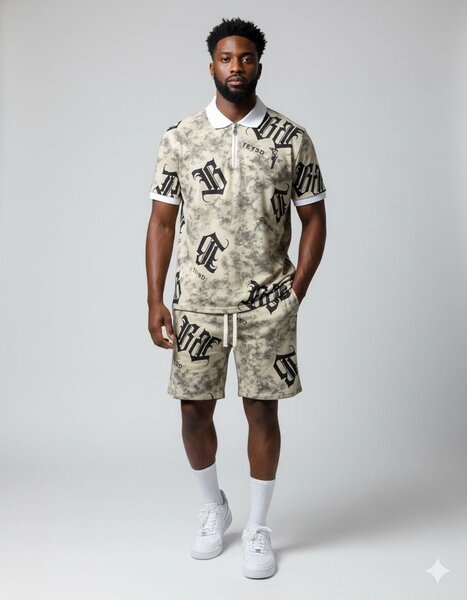 Ensemble polo et short à motifs