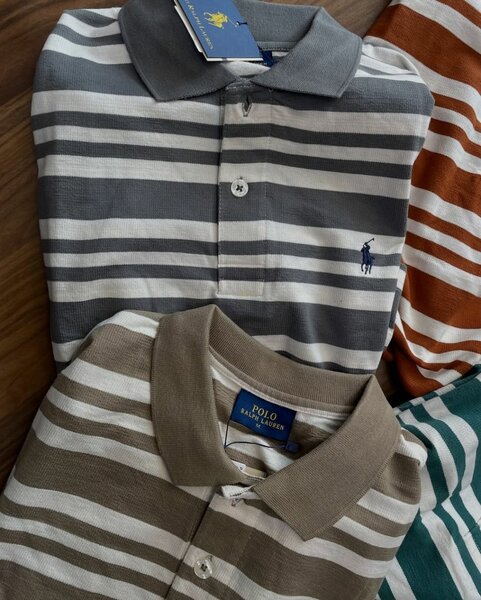 Polos rayés en coton casual