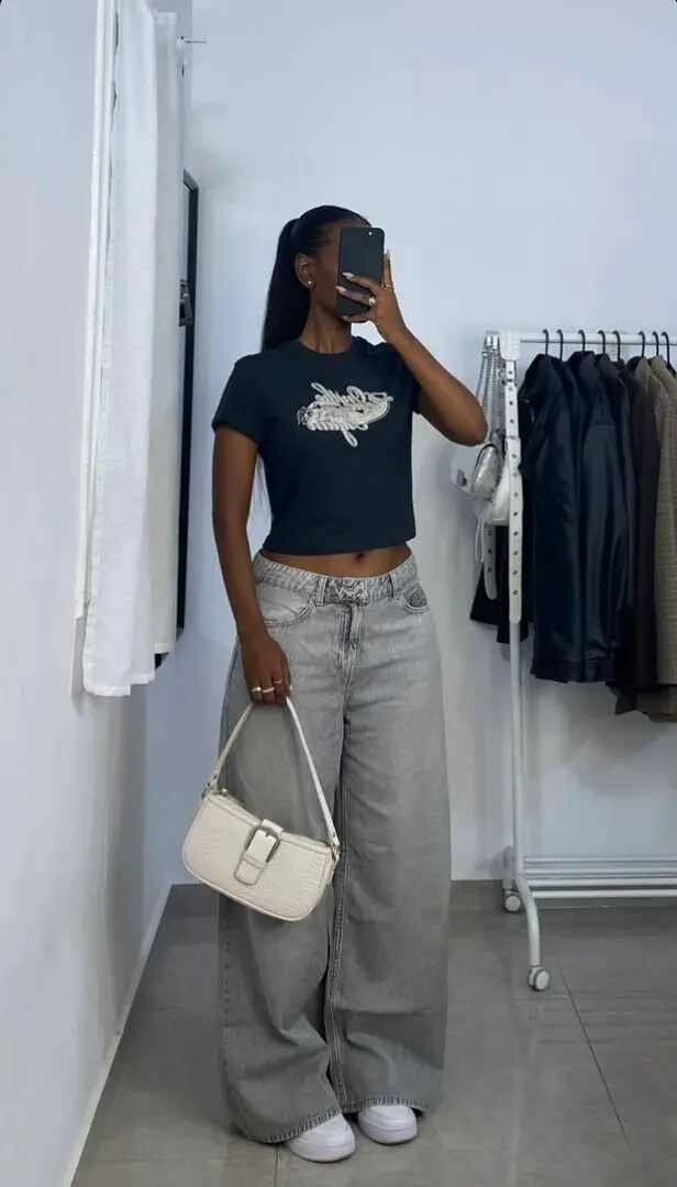 Jean à Jambe Large Femme