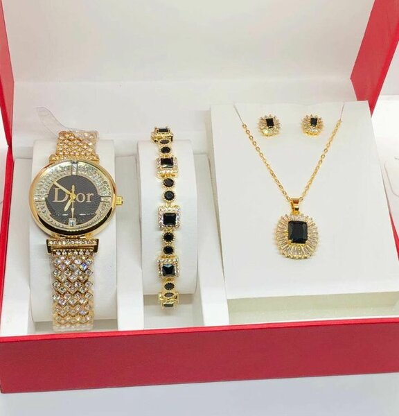 Rolex watch with bracelet and necklace