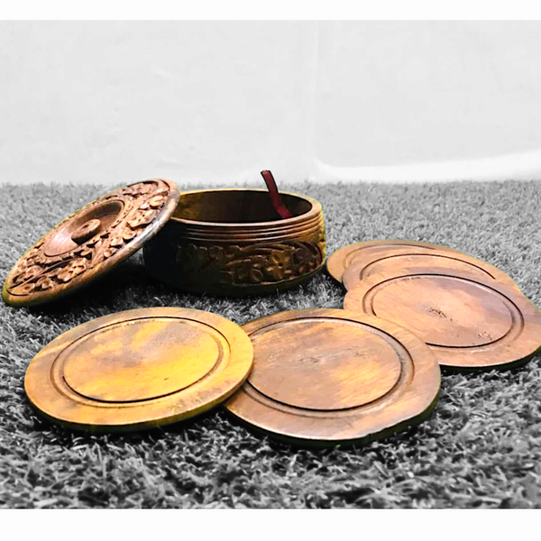 Wooden Tea Mat, Carved Coaster
