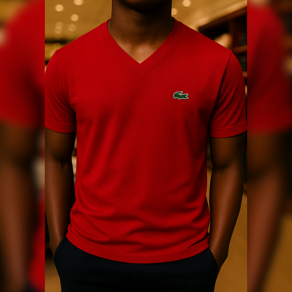 Tshirt Lacoste rouge Col V