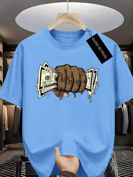 T-shirt homme motif poing et dollars