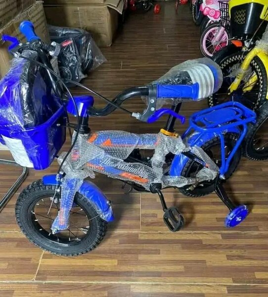 Vélo enfant bleu avec stabilisateurs