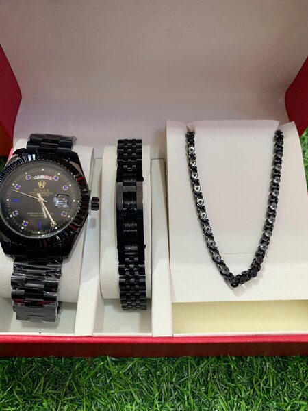 Rolex watch with bracelet and necklace