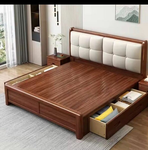 Lit en bois avec rangement