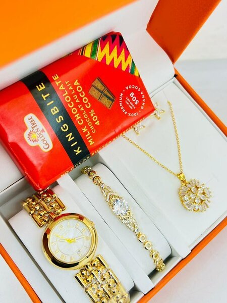 Ladies watch bracelet earring+ chocolate gift package