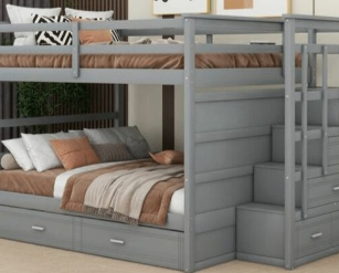 Lit superposé gris avec rangement