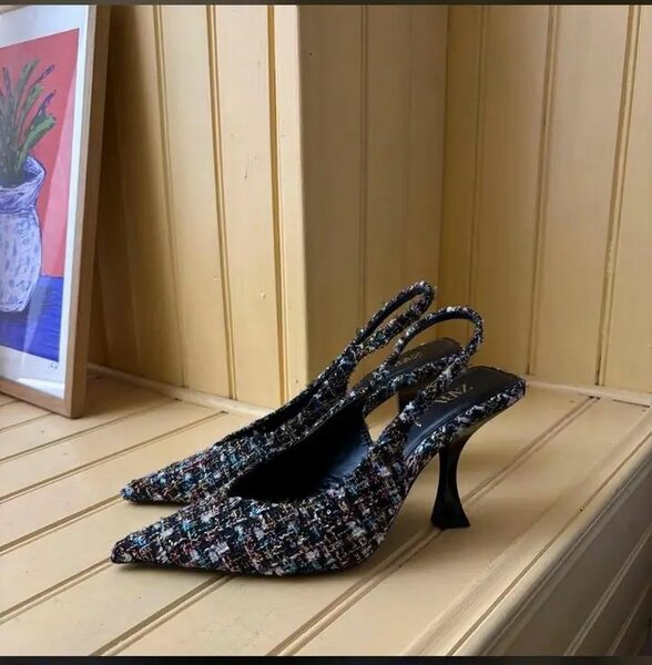 Chaussures à talons hauts en tweed