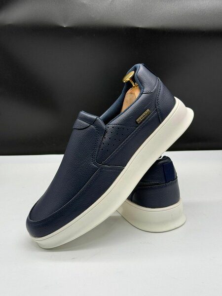 Mocassins homme en cuir bleu