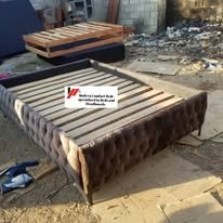 custom made bed with a high base