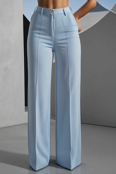 Pantalon large bleu ciel pour femme