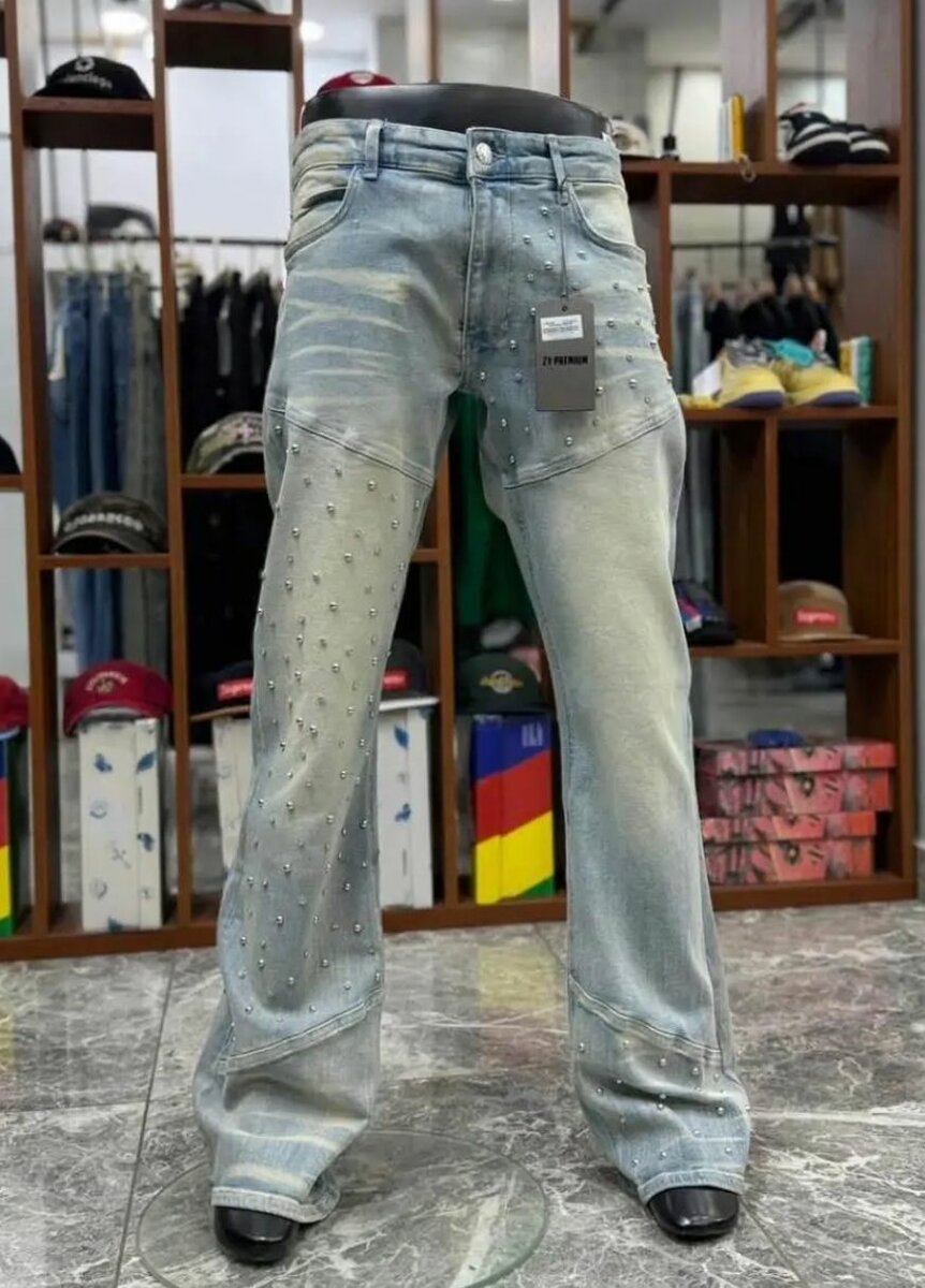 Jeans homme baggy avec strass