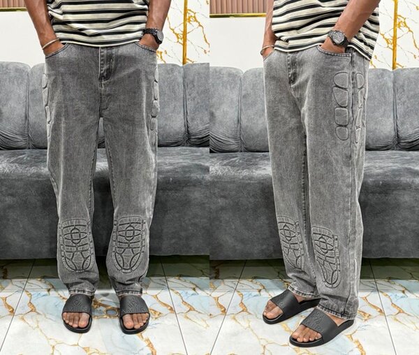 Jean décontracté gravé