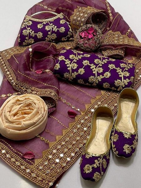 5 Pcs women's unstitched crinkle chiffon Embroidered suit