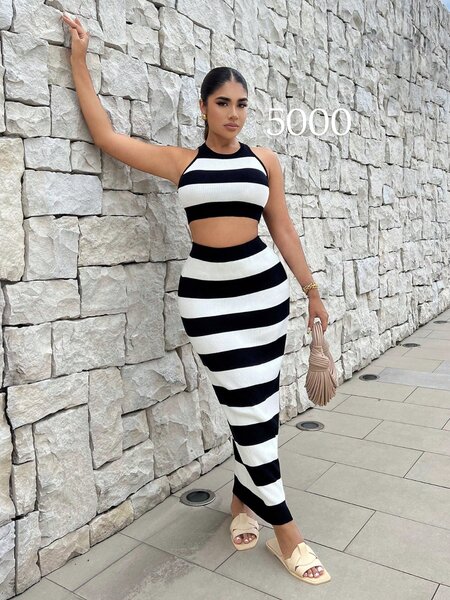 Robe Rayée Élégante Femme