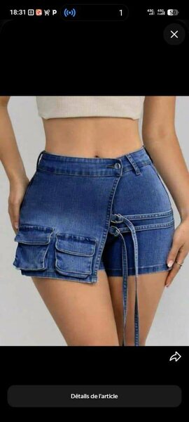 Short en jean cargo femme