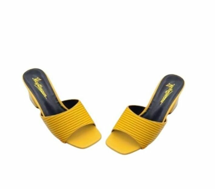 Queen Fashion Women's Elegant Slipper Heels - Yellow