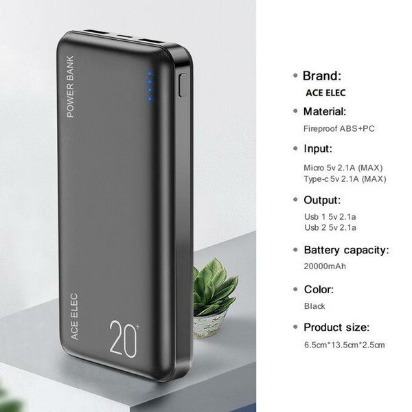 Ace Elec Power Banks 20000 MAh Utra Portable Fast Charging