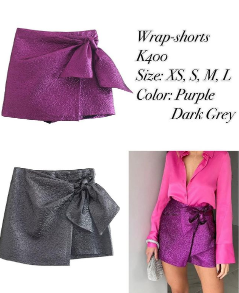 metallic shorts-skirt
