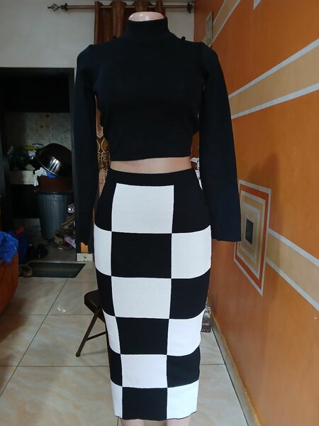 Ensemble élégant à damier