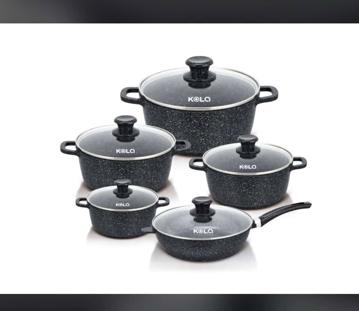 10pcs Kola Granite Nonstick cookware set Red,Black, Cream