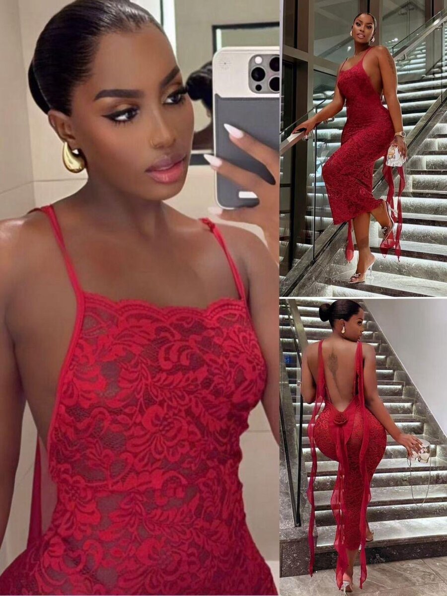 Robe rouge en dentelle élégante